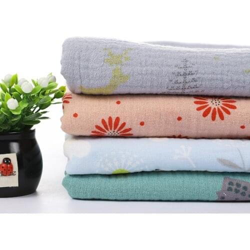 Cartoon Print Cotton Crepe Fabric By Meters 50x135cm High Quality Breathable Double Gauze Cotton Crepe Fabric for DIY Patchwork