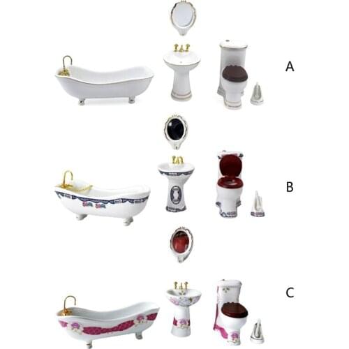 Doll House Furniture 1/12 Children Doll House Bathroom Furniture Bath Doll House Bathroom Set Of Furniture For The Doll House