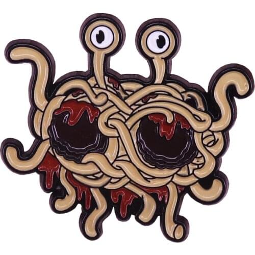 Flying Spaghetti enamel pin FSM brooch Pastafarian god badge funny Atheist pins religious thought pins food jewelry