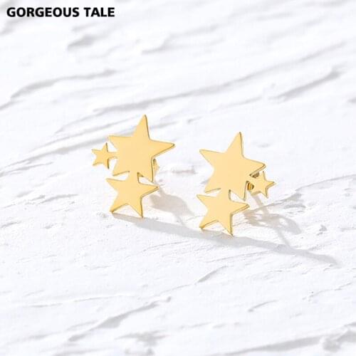 Hot Sale Fashion Star Cute Earrings For Women Girl Simple Gold Color Stainless Steel Charm Jewelry Party Christmas Gifts 2019