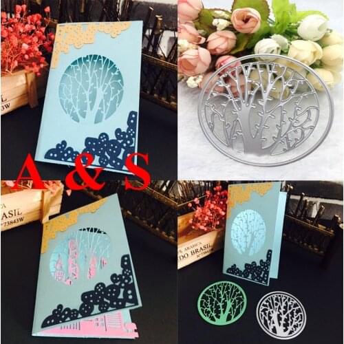 N373 METAL CUTTING DIES die cut 2pc Tree round background Scrapbook card PAPER CRAFT embossing stencils punch