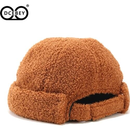 DCEBEY 2020 Fashion Men Women Winter Skullcap Casual Docker Sailor Cap High Quality Protect against the cold Lamb wool Hat Hot