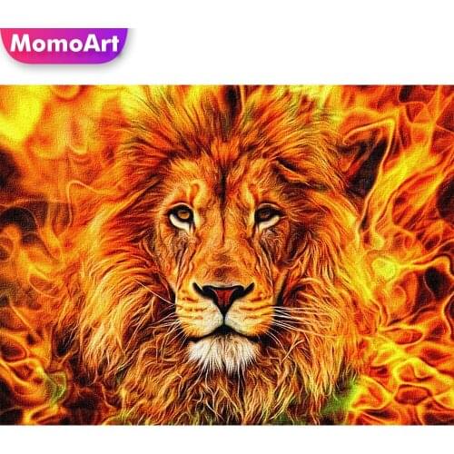 MomoArt Diamond Painting Lion Cross Stitch Diamond Embroidery Animal New Arrival Mosaic Rhinestones Needlework Handmade Gift