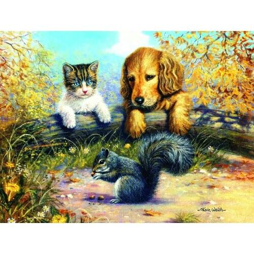 Jmine Div 5D Squirrel Labrador Dog Cat Full Diamond Painting cross stitch kits art High Quality Animal 3D paint by diamonds