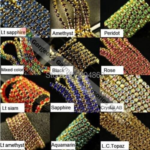 10y High Quality SS16 4mm close set crystal rhinestone cup chain Gold Silver 13 Colours For Jewelry Findings