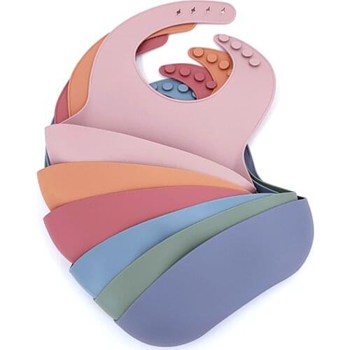 Baby Bibs Waterproof Silicone Feeding Baby Bibs Newborn Cartoon for Kids Food Catching Adjustable Different styles of Bibs 1Pc