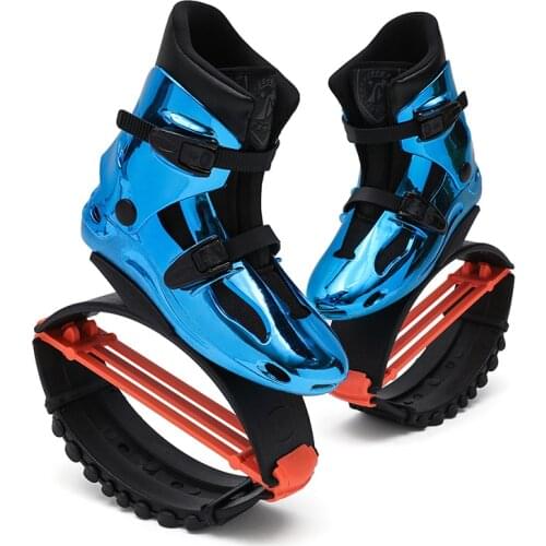 New Arrival Shiny Blue Kangaroo Jump Shoes, Women Men Fitness Rebound Boots with TPE Springs