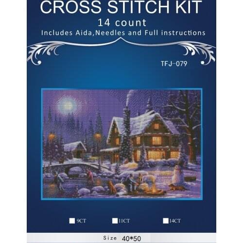 New Embroidery Counted Cross Stitch Kits Needlework - Crafts 14 ct DMC DIY Arts Handmade Decor - Christmas night