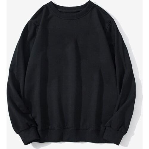 PARKLEES 2021 Autumn Pull Cotton Men Sweatshirts O-Neck Oversize Casual Solid Rib Sleeve Sweatshirt Harajuku Unisex Streetwear