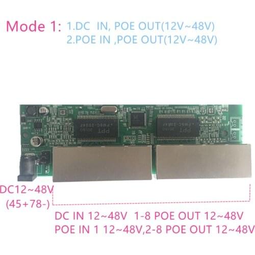 Reverse power Buck poe switch POE IN/OUT 5V12V24V48V 100mbps 802.3AT/AF 45+78- DC5V~48V long distance series Force POE48V12V24V