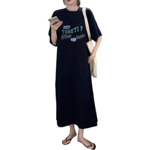 Plus Size Dresses Short-Sleeved T-Shirt Summer Dress For Women2021 New Summer Loose Casual Covering Belly Fairy Gas A-Line Dress