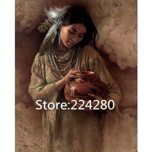 Needlework,Oil painting beauty and jar for embroidery,people DIY Aide Cross stitch kit,Art Pattern counted Cross-Stitching decor