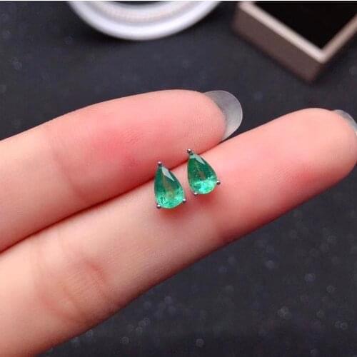 4mm * 6mm 100% Genuine Emerald Earrings for Daily Wear 925 Silver Emerald Stud Earrings Simple Sterling Silver Gemstone Earrings