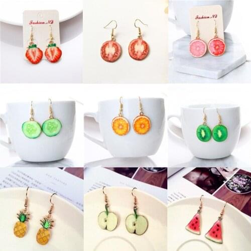Charm Fruit Earrings Acrylic Strawberry Tomato Orange Watermelon Kiwi Apple Pineapple Fruit Earrings Dainty Gift for Women Girls
