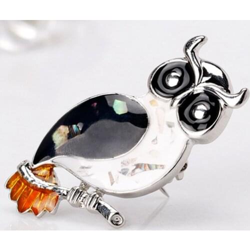 Alloy Glasses Owl Brooches For Women And Men Metal Bird Animal Enamel Brooch Pins Christmas Gifts
