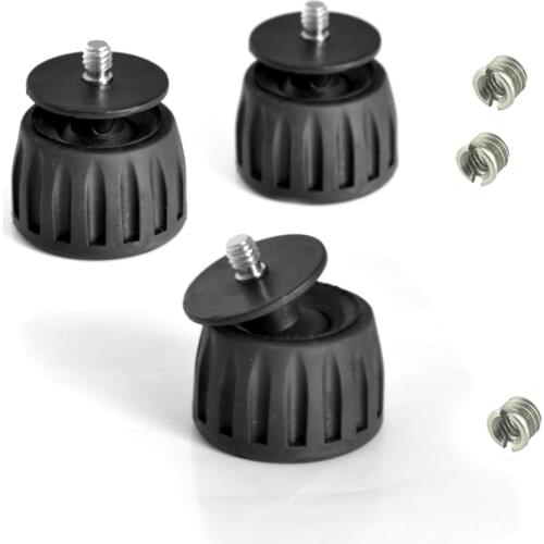 3pcs Universal 1/4" 3/8" Anti-slip Rubber Tripod Foot Spike fr Manfrotto Gitzo Monopod Pro Camera HDV Studio table Fluid Hhead