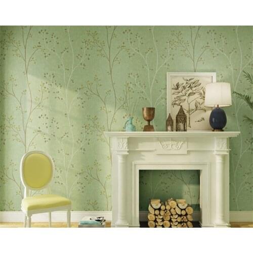 Wellyu 3D tapety Retro dark green.Yellow wallpaper warm bedroom TV background wall pastoral leaf 3d wallpaper papel de parede