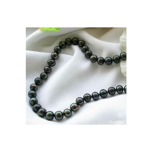 Pearls jewellery Store Huge 9-10mm Black Color Freshwater Pearl Necklace Charming Women Birthday