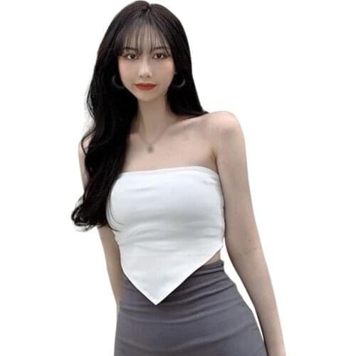 Women Tank Tops Summer Sleeveless Backless Short Camis Solid Color Knitting Bottoming Vest