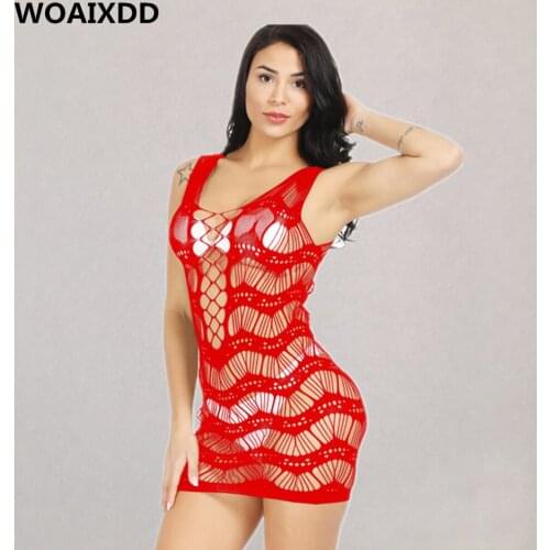 Plus Size Erotic Open Bra Intimates Lingerie Sexy Transparent Large Mesh Chemise Women Hollow Out Fishnet Underwear Sexual Dress