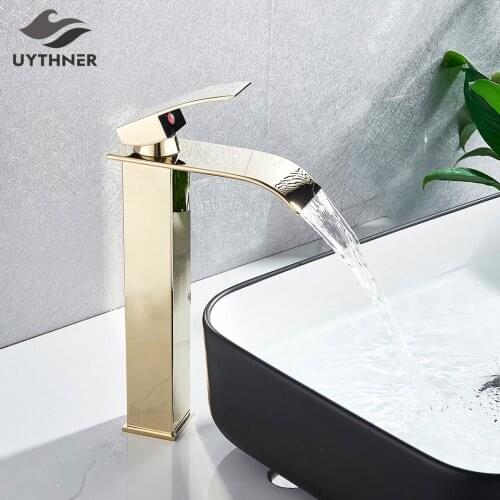 Gold Basin Faucet Single Level Mixer Tap Hot and Cold Water Mixer Bathroom Sink Faucet Deck Mounted Basin Taps Bath Water tap
