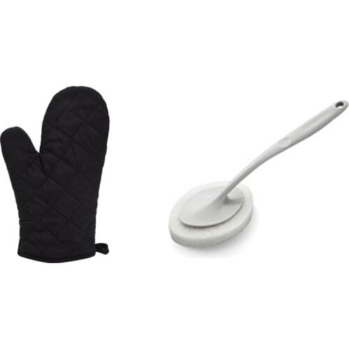 1 Pair Kitchen Craft Heat Resistant Cotton Oven Glove with Long Handle Brush Eraser Magic Sponge Diy Cleaning Sponge