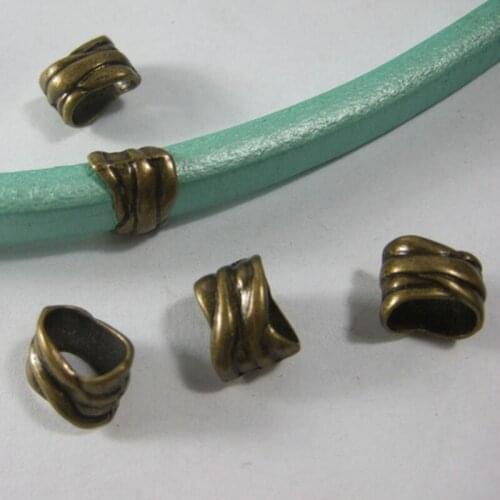 10pcs Antique Bronze Zinc Alloy Beads Slider Spacers For 10x6mm Licorice Leather Cord