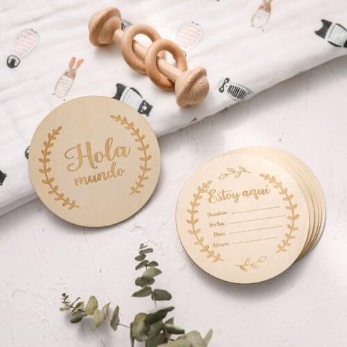 10 PCS Baby Month Milestone Wooden Card Newborn Birth Month Birthday Milestone Wooden Teether Kids Photography Gifts Toy