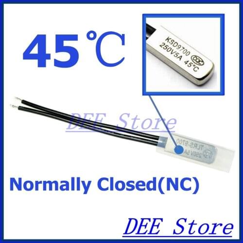 10Pcs/lot 45C Degree Celsius NC Normal Close Thermal Protector Sensor Thermostat temperature control fuse switch 250V 5A KSD9700