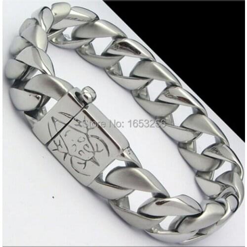 2015 Best Selling Jewelry Mens Bangle Cool Clasp Cuban Curb Chain 316L Stainless Steel bracelet 15mm x 8.66