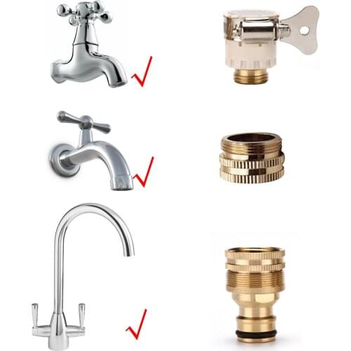 3-In-1 Universal Joint Kitchen Hose Adapter Faucet Connector Tube Fitting Pipe Fitting Garden Watering Tool Car Wash Nozzle 4Tap