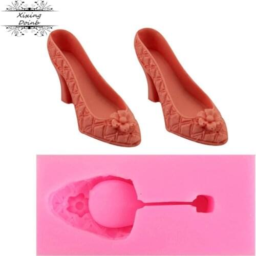 3D womens high-heeled shoes shape silicone mold cake decoration tools candy chocolate glue mold hand decoration