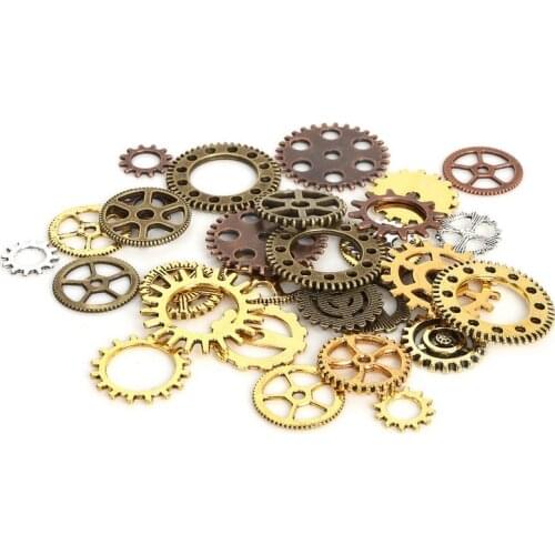 50g Steampunk Gears DIY Jewelry Accessories Gold Rhodium Gears Cog Wheel Charms Pendant Bracelet Accessories Diy Jewelry Making