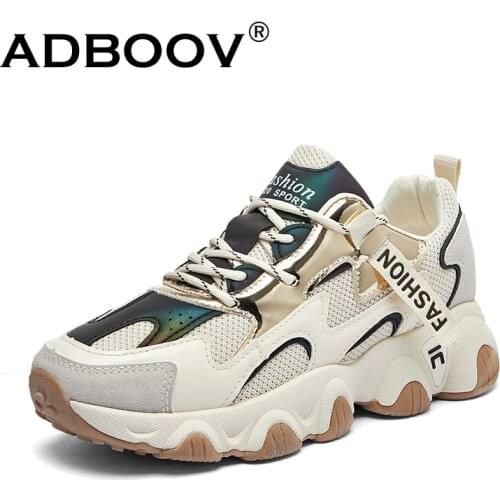 ADBOOV Reflective Fashion Sneakers Women Comfortable Breathable Casual Shoes Woman