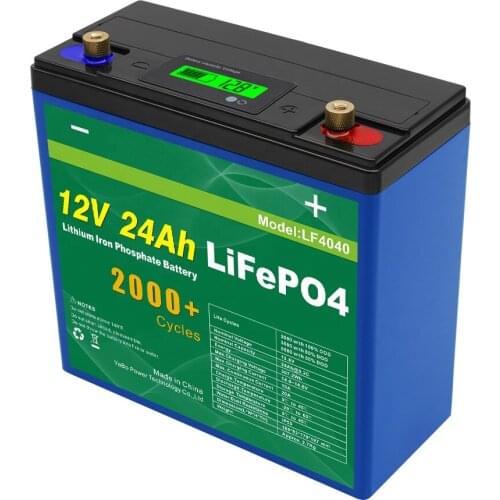Golf Carts Solar Deep Cycle 24V 48V 24Ah LiFePO4 Battery Pack UPS 12V 24Ah Battery