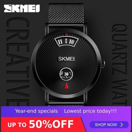 SKMEI Man Wristwatches Quartz Watches Simple Fashion Business Style 3Bar Waterproof Stainless Steel Leather watch masculino 1489