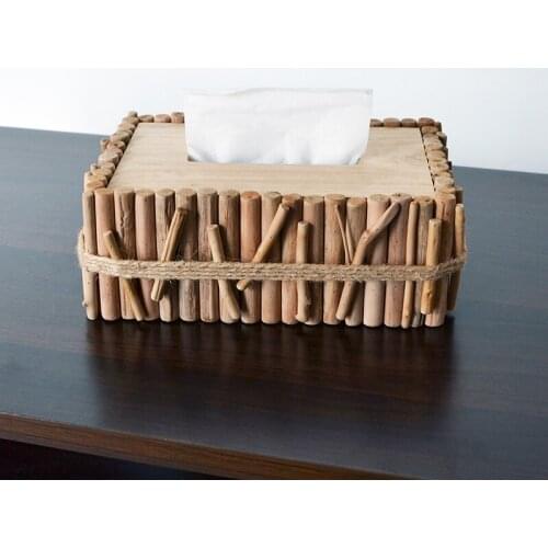 Personalized handmade wooden tissue box Country style Splicing wood Vintage tissue box