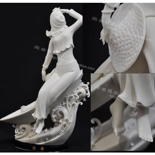 This collection of 15 inch female Huian ceramic creative figure art crafts ornaments Dehua white porcelain