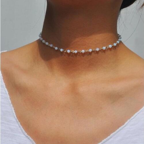 Exquisite Style Mini Beads Linked Rosary Choker Lady`s Beaded Necklace