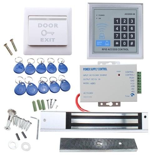 RFID Electric Door Access Control System Kit+350LBs 180kg Magnetic Lock +10 keys+EXIT button