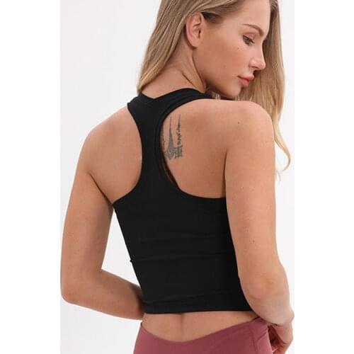 Yoga Crop Top Women Gym Sport Tank Top Fitness Solid Lumbar Backless No Padded Vest Sports Active Wear Breathable Clothes