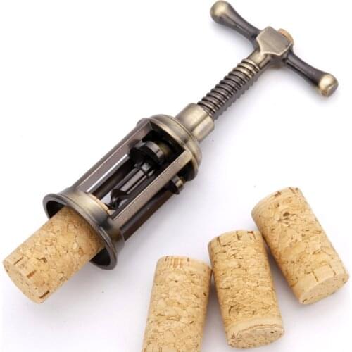 1PC Kitchen Bar Gadgets Zinc Alloy Wine Opener With Rotary Lever Retro Portable Wine Corkscrew Wine Bottle Opener