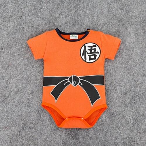 Summer Baby Clothes Baby Rompers Newborn Toddler Infant Baby Boy Girl Chinese Letter Printed Short Sleeve Orange Jumpsuit