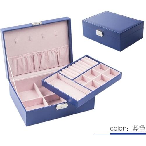 Jewelry organizer Fresh Solid Color Leather Jewelry Receiving Red Box Ring Packaging Jewelry Box Multi-function Dressing Case