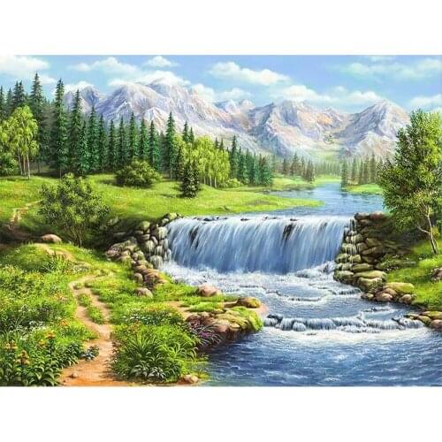 Landscape Sunset DIY 11CT Cross Stitch Embroidery Kits Craft Needlework Set Cotton Thread Printed Canvas Home Room