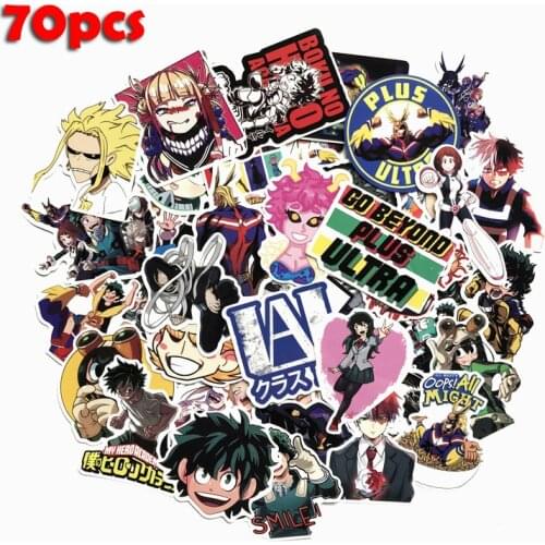 70Pcs/lot My hero Academy 2021 Stickers Decal For Snowboard Laptop Luggage Car Fridge DIY Styling Vinyl Home Decor Pegatina