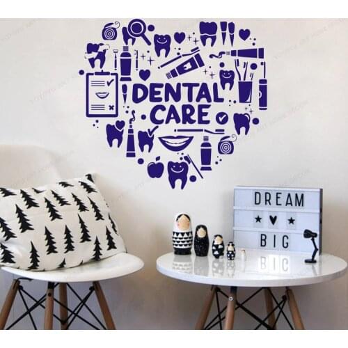 Dental Care Wall Sticker Vinyl Dentist Sign Door Window Decals Home Bathroom Decor Art Mural Poster Tooth Health Decal HD266