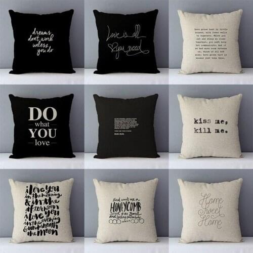 Quality home decorative pillow cover 45x45cm cotton linen couch cushion cover, DO what you love printed creative phrase DD113