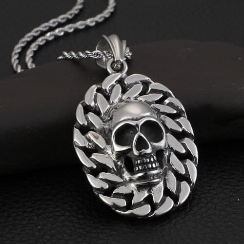Punk jewelry titanium steel mens skull pendant