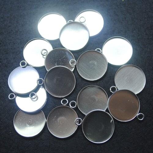 50pcs stainless steel base metal base pendants for jewelry diy making accesories 12mm14mm16mm20mm metal pendants round shape